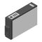 Black ink printer cartridge icon, isometric style