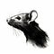 Black Ink Rat Illustration With Stylized Realism