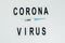 Black inscription corona virus  on white background