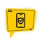 Black Insurance online icon isolated on white background. Security, safety, protection, protect concept. Yellow speech