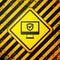 Black Insurance online icon isolated on yellow background. Security, safety, protection, protect concept. Warning sign