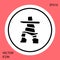 Black Inukshuk icon isolated on red background. White circle button. Vector