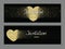 Black invitation cards with gold textured hearts