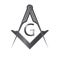 Black iron masonic square and compass symbol