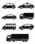 Black isolated cars set