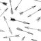 Black isolated Crossbow arrows. Seamless pattern background