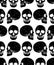 Black isolated grunge style skull seamless background
