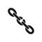 Black isolated icon of broken chain on white background. Silhouette of chain. Weak link Flat design.