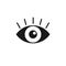 Black isolated icon of eye with eyelash on white background. Icon of open eye. Vision
