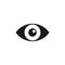 Black isolated icon of eye on white background. Icon of open eye. Vision