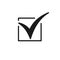 Black isolated icon of tick on white background. Icon of check box. Black silhouette. Yes, accept, approved. Flat design