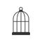 Black isolated outline icon of bird cage on white background. Line Icon of cage.