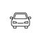 Black isolated outline icon of car on white background. Line Icon of automobile. Front view