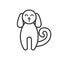 Black isolated outline icon of dog on white background. Line Icon of dog, front view.