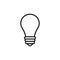 Black isolated outline icon of light bulb on white background. Line Icon of lamp. Symbol of idea, creative