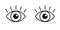 Black isolated outline icon of pair eyes with eyelash on white background. Set of line Icons of open and closed eyes. Vision