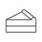Black isolated outline icon of piece of pie on white background. Line Icon of slice of cake.