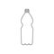 Black isolated outline icon of plastic bottle on white background. Line Icon of plastic bottle