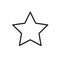 Black isolated outline icon of star on white background. Line Icon of star.