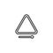 Black isolated outline icon of triangle on white background. Line Icon of percussion musical instrument.