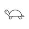Black isolated outline icon of turtle on white background. Line Icon of tortoise.