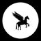 Black isolated pegasus horse symbol simple icon eps10