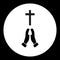 Black isolated religion cross and praying hands symbol simple icon eps10