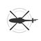 Black isolated silhouette of helicopter on white background. Icon of above view of helicopter.