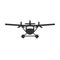 Black isolated silhouette of hydroplane on white background. Icon of front view of seaplane.