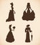 Black isolated women silhouettes Vintage icons co