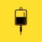 Black IV bag icon isolated on yellow background. Blood bag icon. Donate blood concept. The concept of treatment and