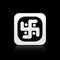 Black Jainism icon isolated on black background. Silver square button. Vector Illustration