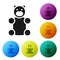 Black Jelly bear candy icon isolated on white background. Set icons in color circle buttons. Vector