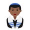 Black Jewish Boy Avatar Flat Icon on White
