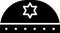 Black Jewish kippah with star of david icon isolated on white background. Jewish yarmulke hat. Vector Illustration