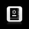 Black Jewish torah book icon isolated on black background. On the cover of the Bible is the image of the Star of David