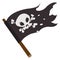 Black Jolly Roger pirate flag.