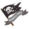 Black Jolly Roger pirate flag with ribbon banner