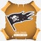 Black Jolly Roger pirate flag. Vector stickers on the pirate theme