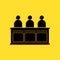 Black Jurors icon isolated on yellow background. Long shadow style. Vector