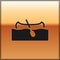 Black Kayak and paddle icon isolated on gold background. Kayak and canoe for fishing and tourism. Outdoor activities
