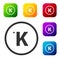 Black Kelvin icon isolated on white background. Set icons in color square buttons. Vector