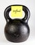 Black kettlebell with label payload