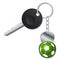 Black key with metallic soccer ball keyholder
