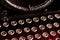Black keyboard is vintage of a russian mechanical typewriter closeup