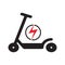 Black kick electrical scooter icon.  Vector isolated on white. Eco transport symbol