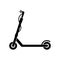 Black kick scooter or balance bike icon