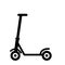 Black kick scooter icon on white background. scooter sign. balance bike symbol. flat style