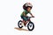 black kid riding bycicle vector flat isolated illustration