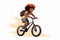 black kid riding bycicle vector flat isolated illustration